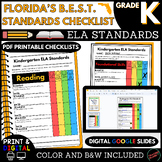 Florida's B.E.S.T. Kindergarten ELA Standards Checklist | Print & Digital