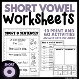 Short O CVC Worksheets | Phonics Practice Bundle | 10 No-Prep Printables