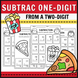 Subtraction - One-Digit Numbers from Two-Digit Numbers-Fast Food Themed