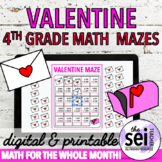 DIGITAL & PRINTABLE VALENTINES DAY MATH WORKSHEETS - FOURTH GRADE MATH