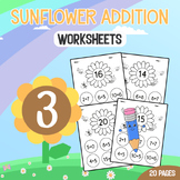 Sunflower Addition Match coloring - 1st Grade Math Worksheets
