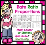 Rate Ratio Proportions Task Cards Word Problems with Answer KEY