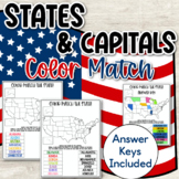 States and Capitals Color Match Activity