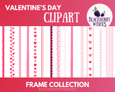 Valentine's Day ClipArt Frames & Page Borders - 42 Frames, B/W Included, PNG/JPG