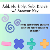 **Adding, Multiplying, Dividing, Subtracting BUNDLED Worksheets**