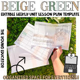 'Beige Green' Detailed Weekly Unit Lesson Plan / Program Template