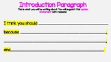 Persuasive Writing Graphic Organizer with Sentence Starters