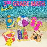 SUMMER SCHOOL MATH REVIEW - THIRD GRADE BEACH MATH BUNDLE
