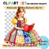 Watercolor Princess Elements Clip Art - 15 PNG