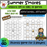 UFLI Phonics Game | Summer S'mores Camping Game | Additional Affixes