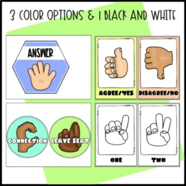 Pastel Rainbow Classroom Hand Signals - TPT