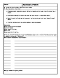 Acrostic Poem Graphic Organizer