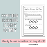 Repetition Fluency Activity, Stuttering/Disfluency Speech Therapy Activity