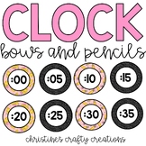 Coquette Bows and Pencils Clock Labels