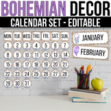 Editable Calendar Set Boho Classroom Decor Boho Calendar Theme
