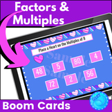 4th Grade Factors and Multiples Valentine's Day Digital Boom Cards 4.OA.B.4
