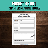 Forget Me Not Chapter Reading Notes | Printable Book Study Worksheet