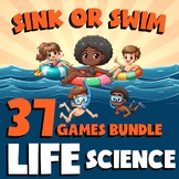37 SINK or SWIM Games BUNDLE -Gr 6 No Prep Review Activity- Life Science
